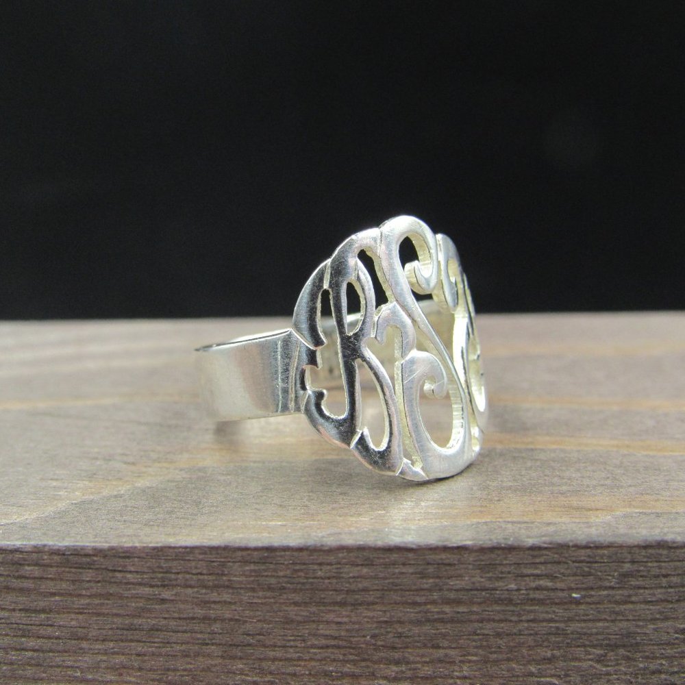 Size 8.75 Sterling Silver RSG Initial Band Ring - Picture 2 of 8